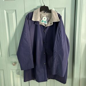 Acadia Womens Purple Waterproof Fleece Lined Button Up Rain Coat Jacket XXL